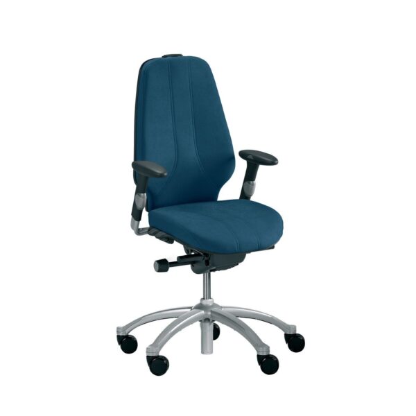 Blauwe RH Logic 400 XL bureaustoel met ergonomische eigenschappen, geschikt voor een gezonde en comfortabele zithouding.