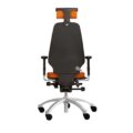 RH Logic 400 XL bureaustoel met oranje accenten en hoge rugleuning, ideaal voor ergonomisch werken in stijl.